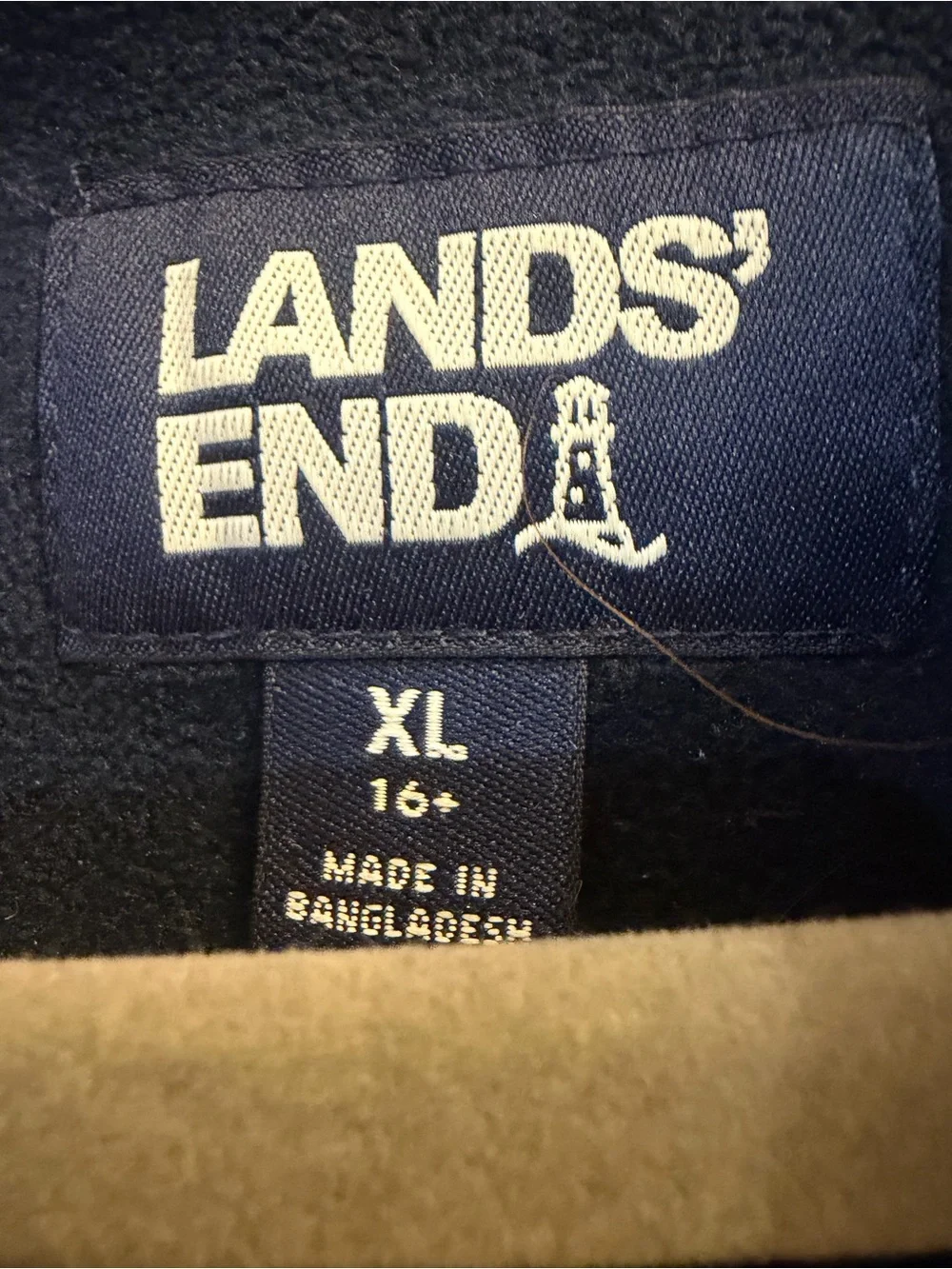 Lands' End Navy and Cream Fleece-Lined Jacket